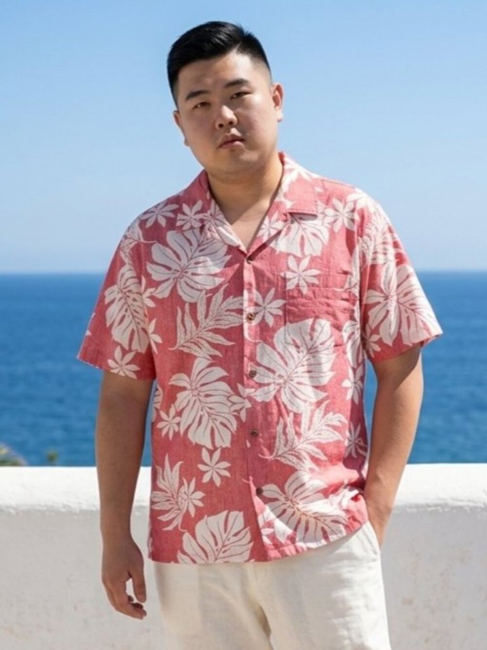 RJC Men's Hawaiian Shirt, Reversible Red, Short Sleeve, 100% Cotton, Size XXL